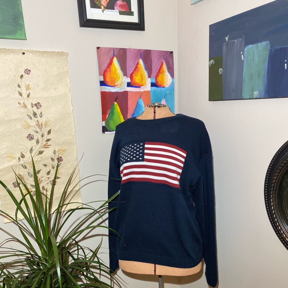 Faded Glory Navy American Flag Sweater.